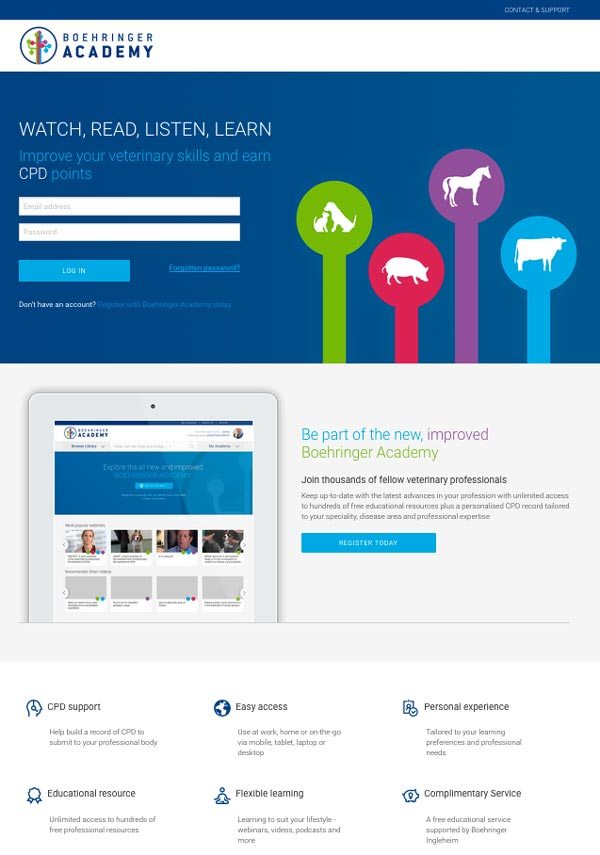 Boehringer Academy's updated website.