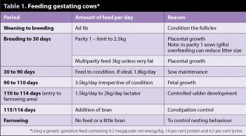 Table 1. Feeding gestating cows*.