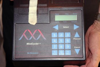 A PCR machine that amplifies a genetic probe to determine an embryo's sex.