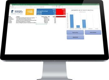 An example of the University of Nottingham’s antibiotic calculator in use. For more details and to download the calculator, visit bit.ly/2m8VCUe