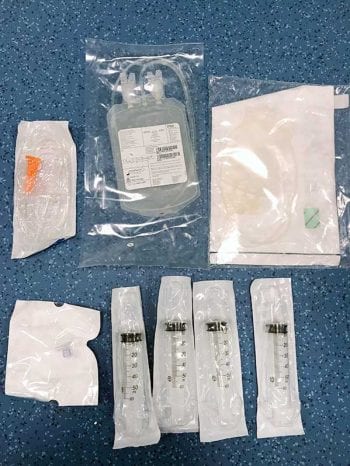 Figure 1b. Items that go in the autologous blood transfusion box.