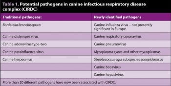 Table 1. Potential pathogens in canine infectious disease complex (CIRDC).